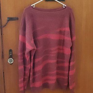 Anthropologie by Numph Lynn Pink Zebra Wool Pullover Sweater XL